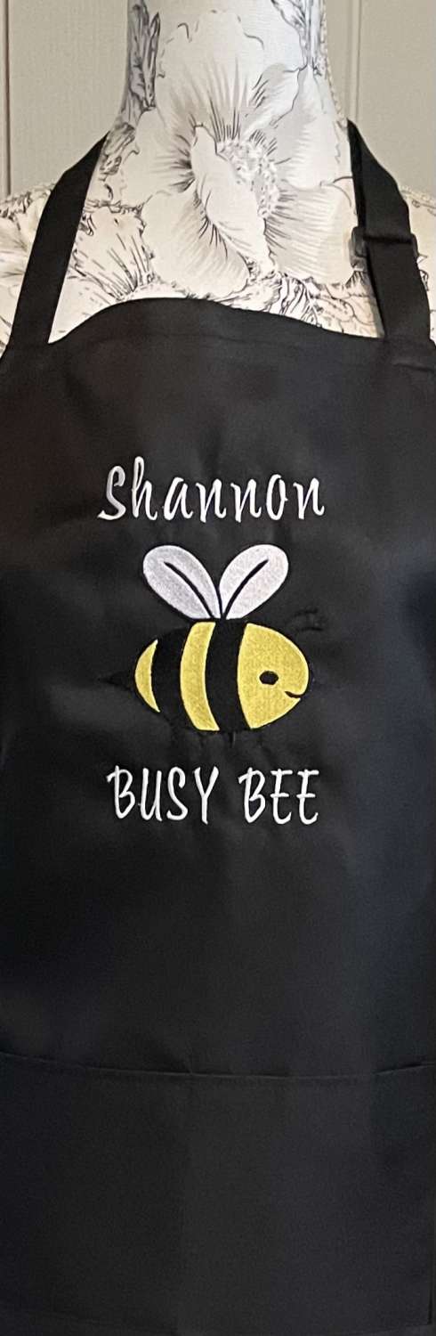 Personalised Embroidered Bee Design Apron Personalised Embroidered Bee Design Apron