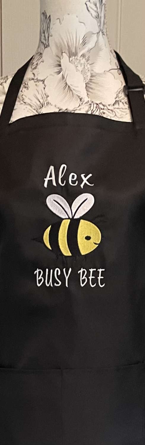 Personalised Embroidered Bee Design Apron Personalised Embroidered Bee Design Apron