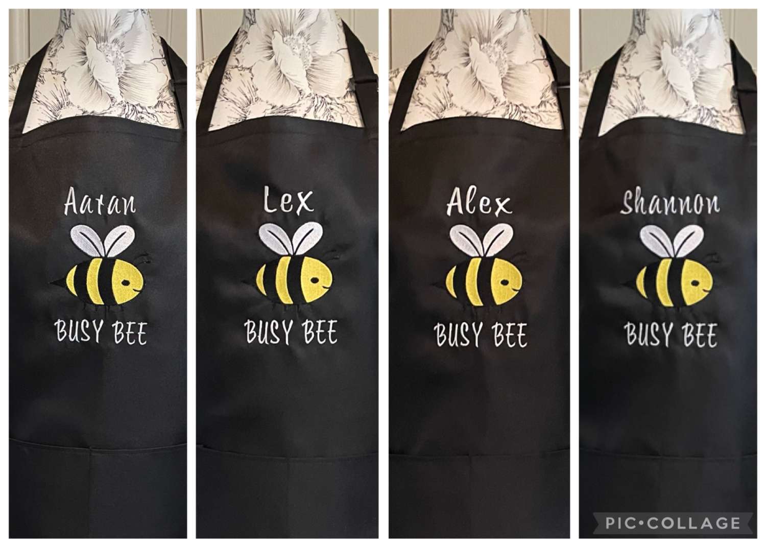 Personalised Embroidered Bee Design Apron Personalised Embroidered Bee Design Apron