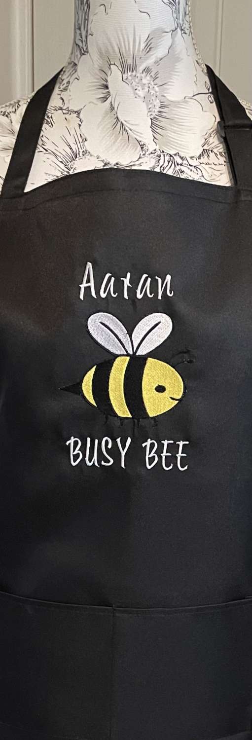 Personalised Embroidered Bee Design Apron Personalised Embroidered Bee Design Apron