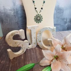 Green Seed Bead and Swarovski Necklace