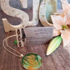 Green and Gold Resin Necklace 2