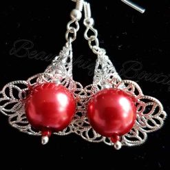 Red Bud Filigree Earrings