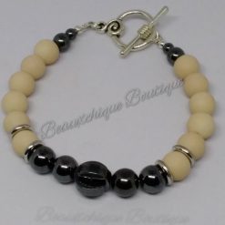 Black and Nude Hematite Toggle  Bracelet