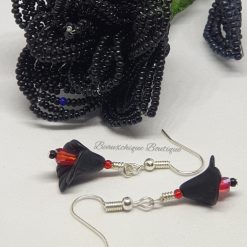 Black and Red Peace Lily Earrings