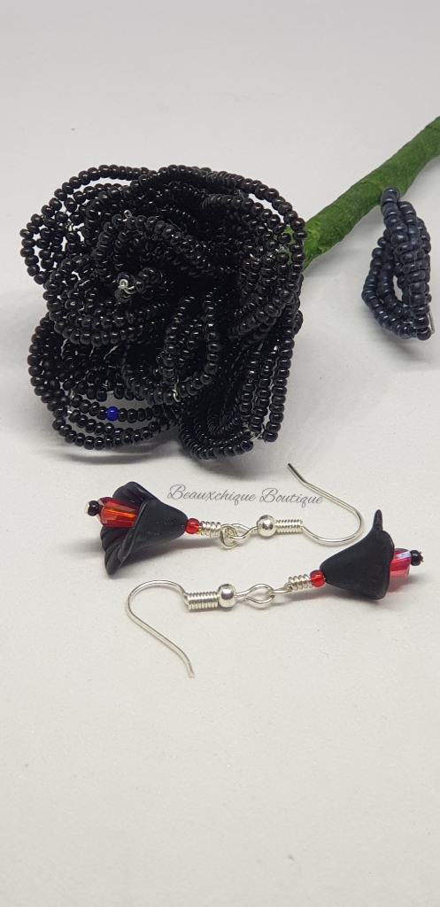 Black and Red Peace Lily Earrings Black and Red Peace Lily Earrings