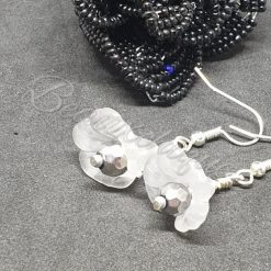 White and Silver Flower Drop Earrings