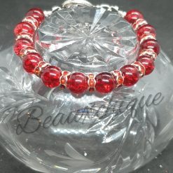 Red and Silver Cracked Glass Bracelet