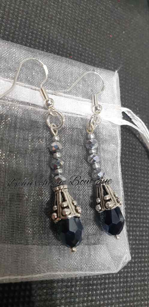 Blue Flower Bud Earrings with Sterling Silver Ear Wires Blue Flower Bud Earrings with Sterling Silver Ear Wires