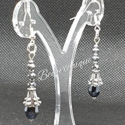 Blue Flower Bud Earrings with Sterling Silver Ear Wires
