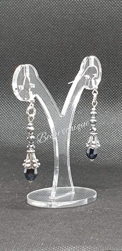 Blue Flower Bud Earrings with Sterling Silver Ear Wires Blue Flower Bud Earrings with Sterling Silver Ear Wires