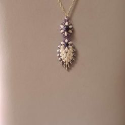 Silver and White seed bead and Shell Pearl Necklace 1