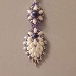 Silver and White seed bead and Shell Pearl Necklace 2
