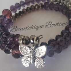Lavender and Silver Memory Butterfly Bracelet