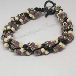 Russian Spiral Bracelet -  Black Beige and Brown