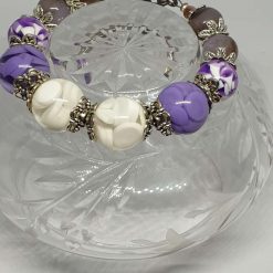 Amethyst Purple and White  Chunky Bracelet