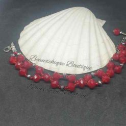 Red Square  Faceted Bracelet