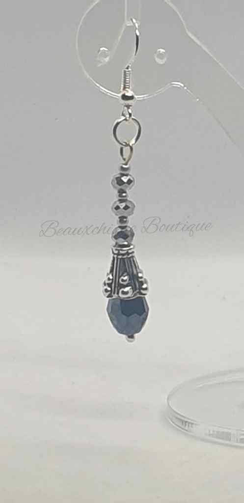 Blue Flower Bud Earrings with Sterling Silver Ear Wires Blue Flower Bud Earrings with Sterling Silver Ear Wires
