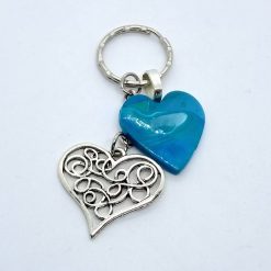 Handmade double heart keychain