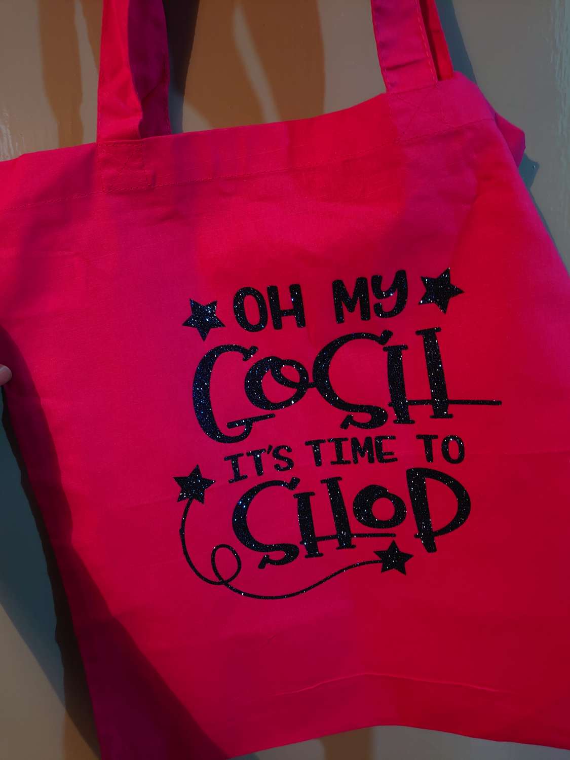 'Oh my gosh it's time to shop' cotton tote bag 'Oh my gosh it's time to shop' cotton tote bag