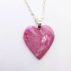 Ooak handmade polymer clay heart pendant in pretty pinks & silver 1 Ooak handmade polymer clay heart pendant in pretty pinks & silver 1