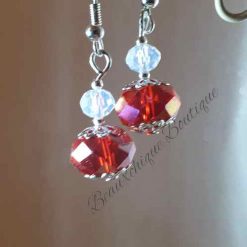 Red Faceted Drop Sterling Silver Earrings