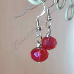 Red Drop Faceted Earrings