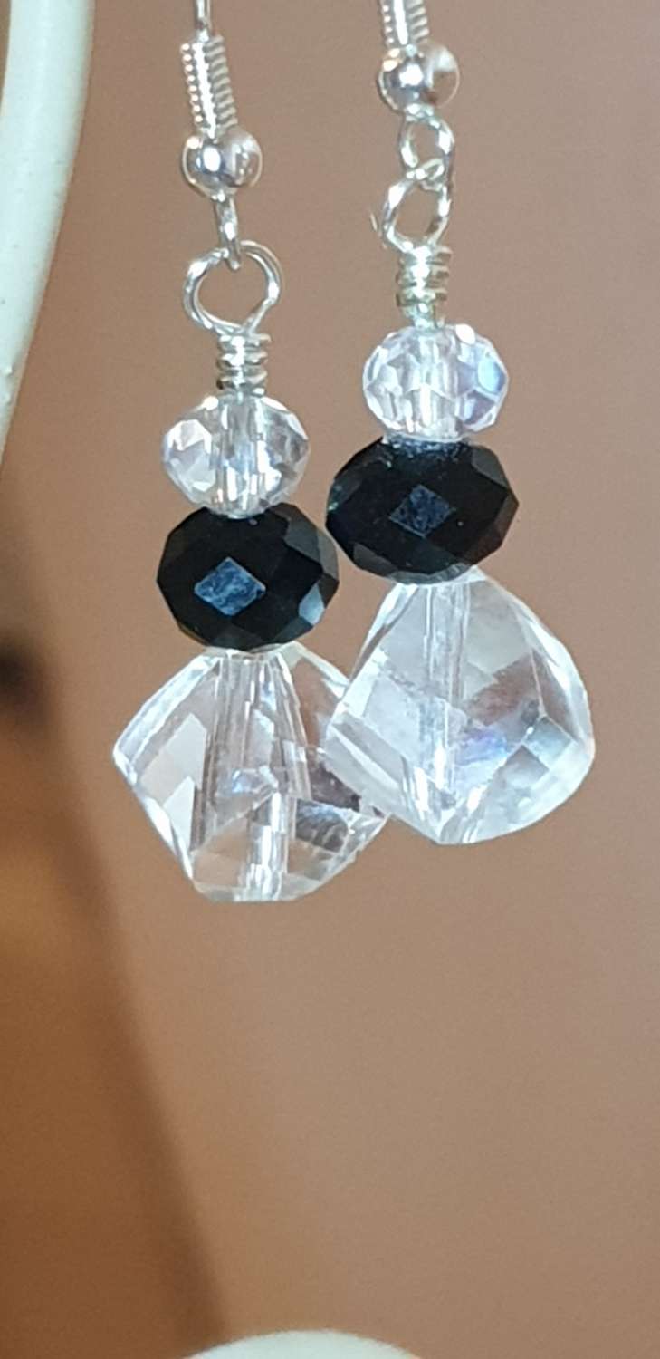 Crystal and Black Drop Earrings Crystal and Black Drop Earrings