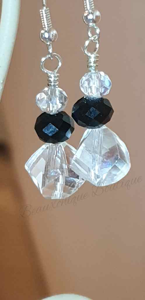 Crystal and Black Drop Earrings Crystal and Black Drop Earrings