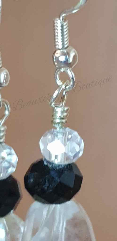 Crystal and Black Drop Earrings Crystal and Black Drop Earrings
