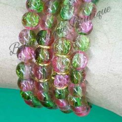 Pink and Green Elasticated Bracelets