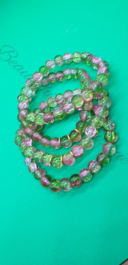 Pink and Green Elasticated Bracelets Pink and Green Elasticated Bracelets