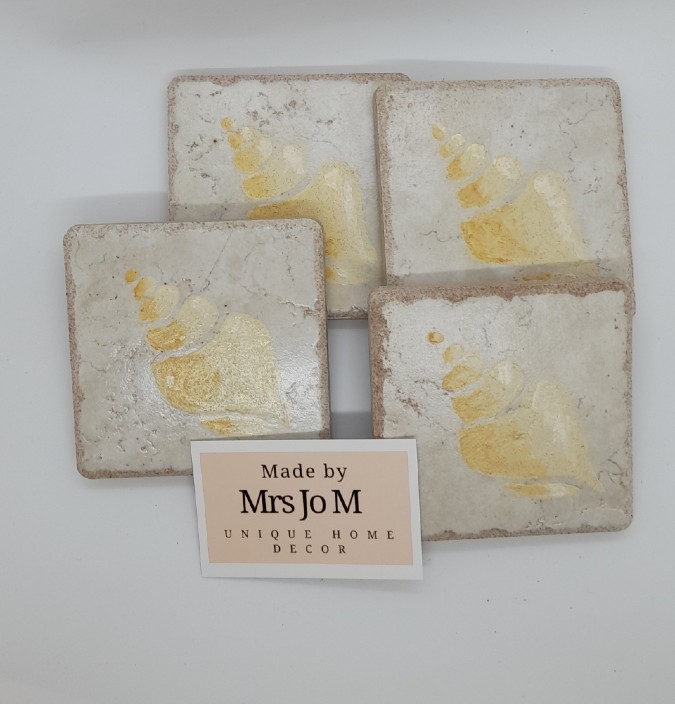 Coasters - Set of four hand painted seashells Coasters - Set of four hand painted seashells