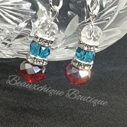 Red White and Blue Faceted Drop Earrings