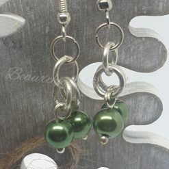 Green Pearl Drop Earrings