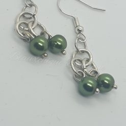 Green Pearl Drop Earrings 2