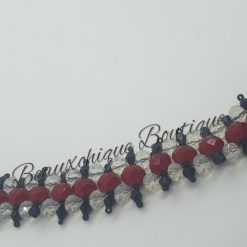 Black and Red Faceted Toggle Charm Bracelet 7
