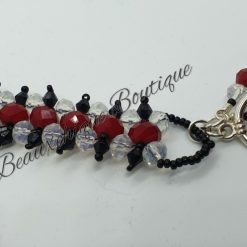 Black and Red Faceted Toggle Charm Bracelet 6