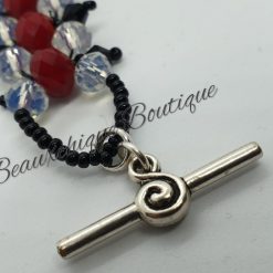 Black and Red Faceted Toggle Charm Bracelet 4