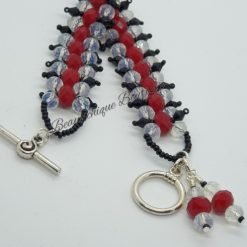 Black and Red Faceted Toggle Charm Bracelet 5