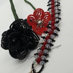 Black and Red Faceted Toggle Charm Bracelet 3