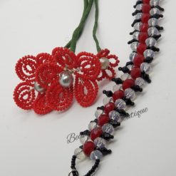 Black and Red Faceted Toggle Charm Bracelet 2