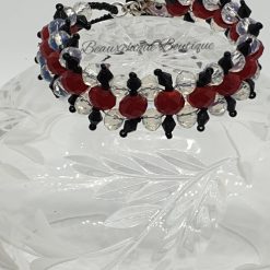 Black and Red Faceted Toggle Charm Bracelet