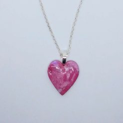 Ooak handmade polymer clay heart pendant in pretty pinks & silver 3 Ooak handmade polymer clay heart pendant in pretty pinks & silver 3