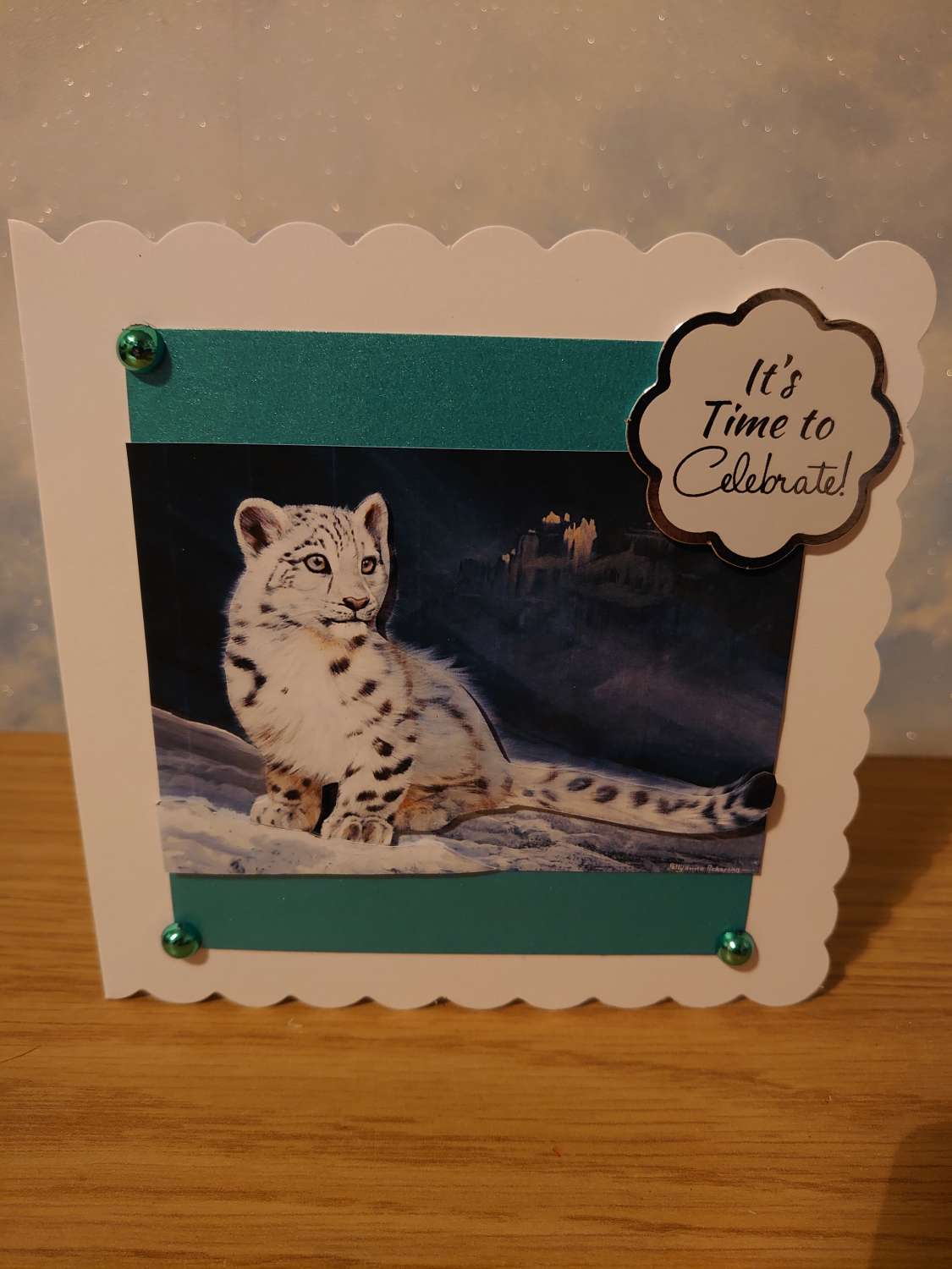 DSC_1869 Snow Leopard twister decoupage handmade card 7