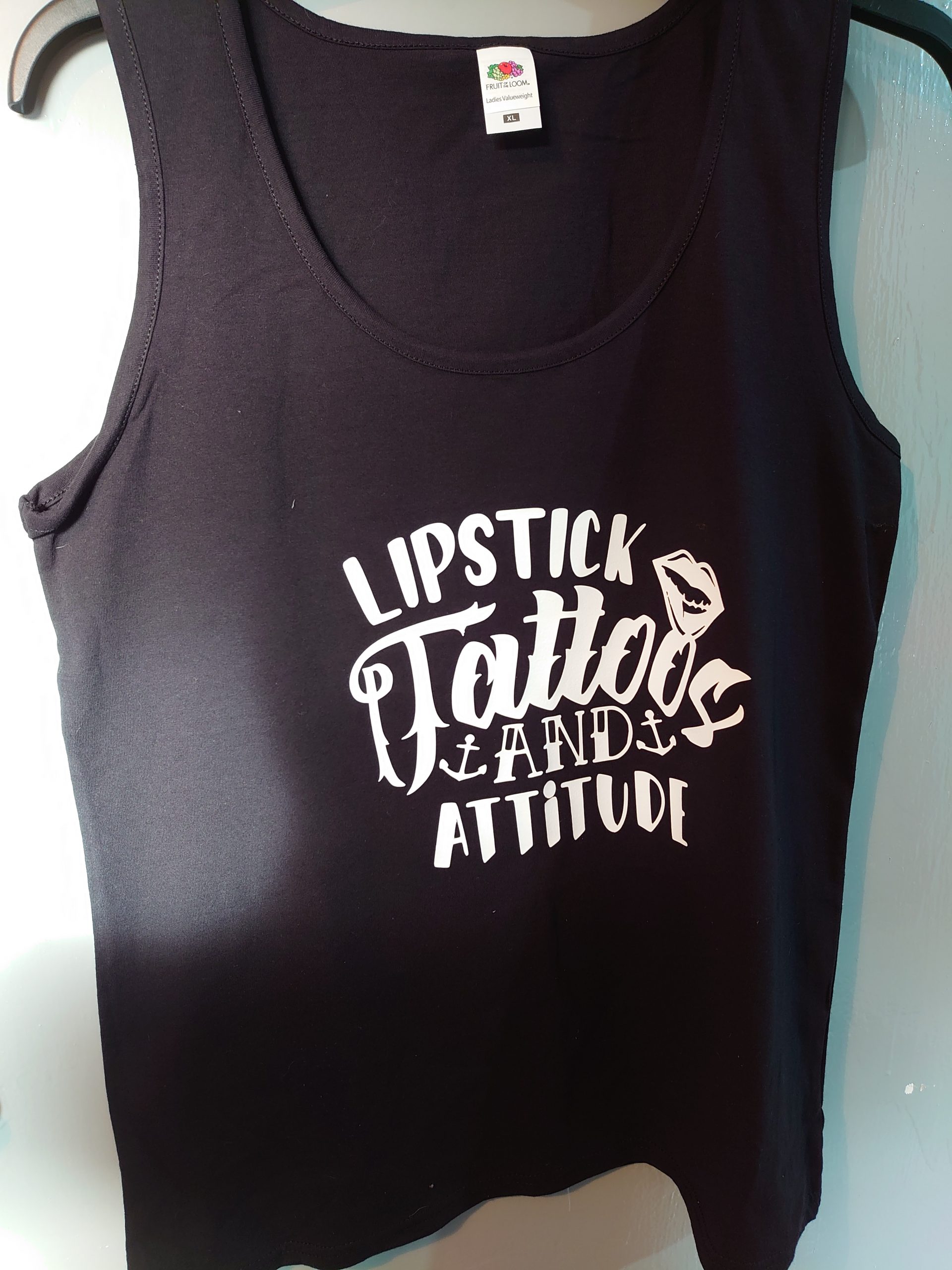 Lipstick Tattoos and Attitude ladies vest top Lipstick Tattoos and Attitude ladies vest top