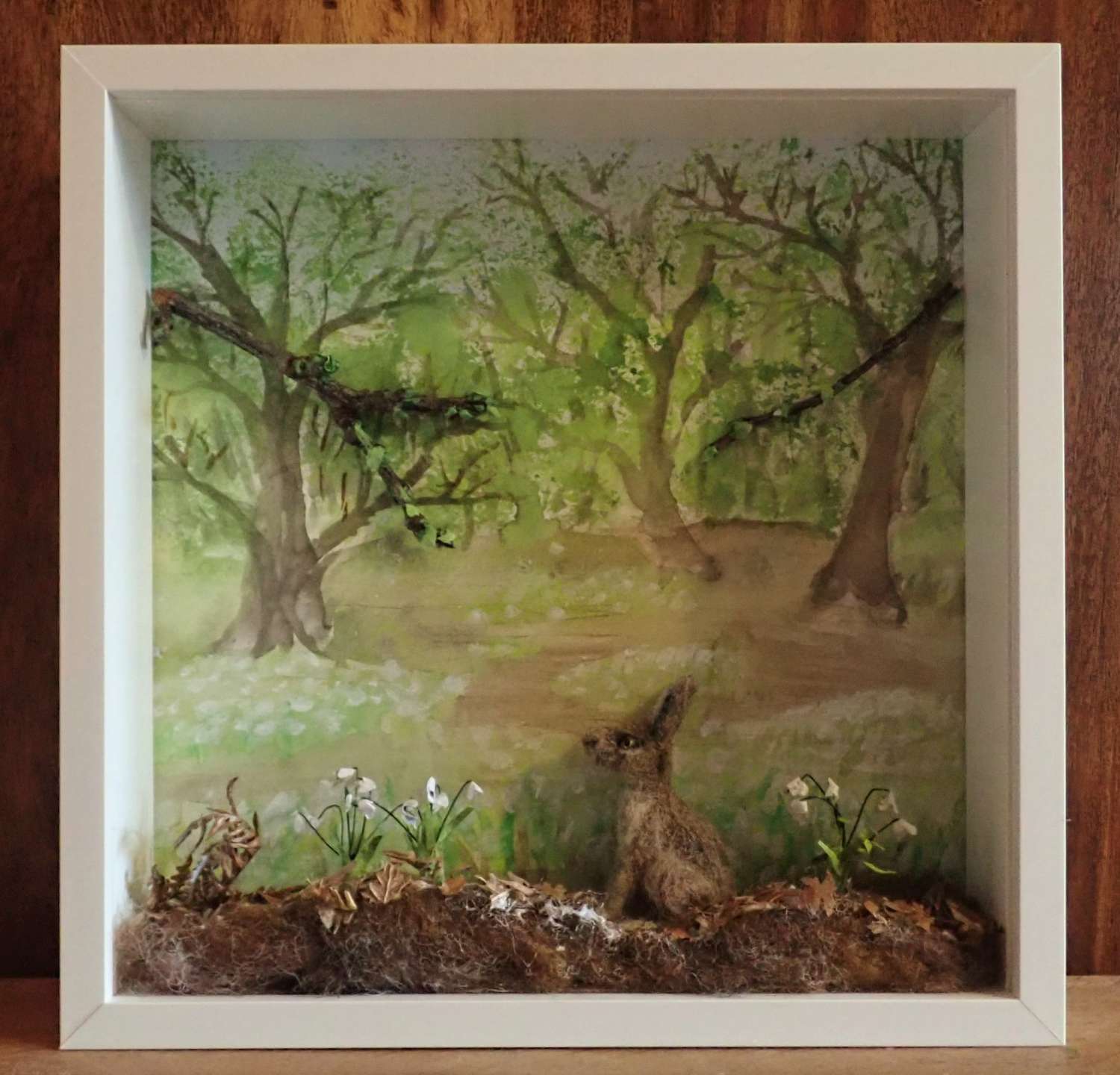 Needle Felt Hare, Diorama, Miniature Scene, Watercolour painting, Landscape, Needle Felted Animal, Wool Sculpture, Fibre Art, Sculpture, Gift, Woodland Creature, Wildlife Needle Felt Hare, Diorama, Miniature Scene, Watercolour painting, Landscape, Needle Felted Animal, Wool Sculpture, Fibre Art, Sculpture, Gift, Woodland Creature, Wildlife