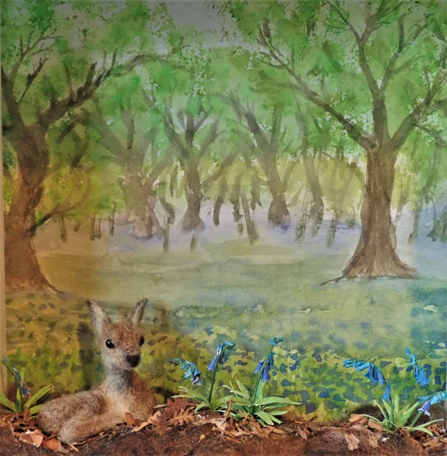 Needle Felt Hare, Diorama, Miniature Scene, Watercolour painting, Landscape, Needle Felted Animal, Wool Sculpture, Fibre Art, Sculpture, Gift, Woodland Creature, Wildlife Needle Felt Hare, Diorama, Miniature Scene, Watercolour painting, Landscape, Needle Felted Animal, Wool Sculpture, Fibre Art, Sculpture, Gift, Woodland Creature, Wildlife
