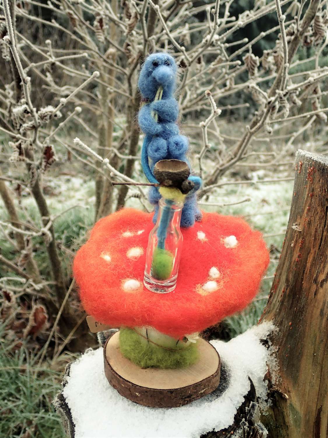 P1310515 Alice in Wonderland Caterpillar, Needle Felt Animal, Needle Felt Caterpillar, Hookah, Fantasy art, needle felting, fibre art, wildlife art, animal art, 5