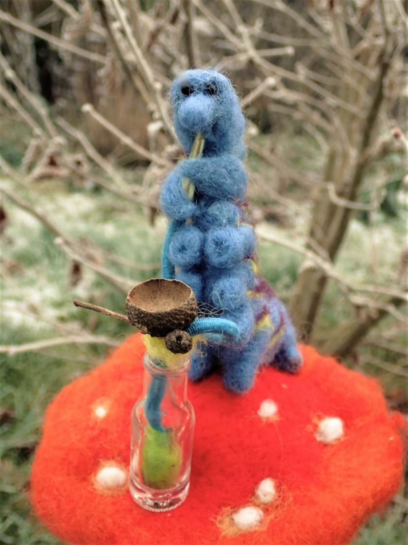 Alice in Wonderland Caterpillar, Needle Felt Animal, Needle Felt Caterpillar, Hookah, Fantasy
